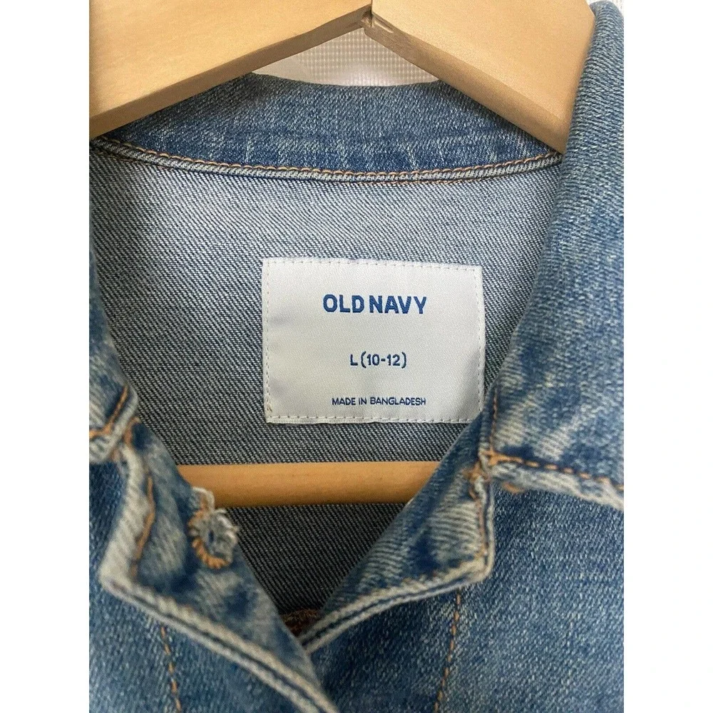 Old Navy Kids Girl Denim Tucker jean Jacket Blue Button Down Long Sleeve…